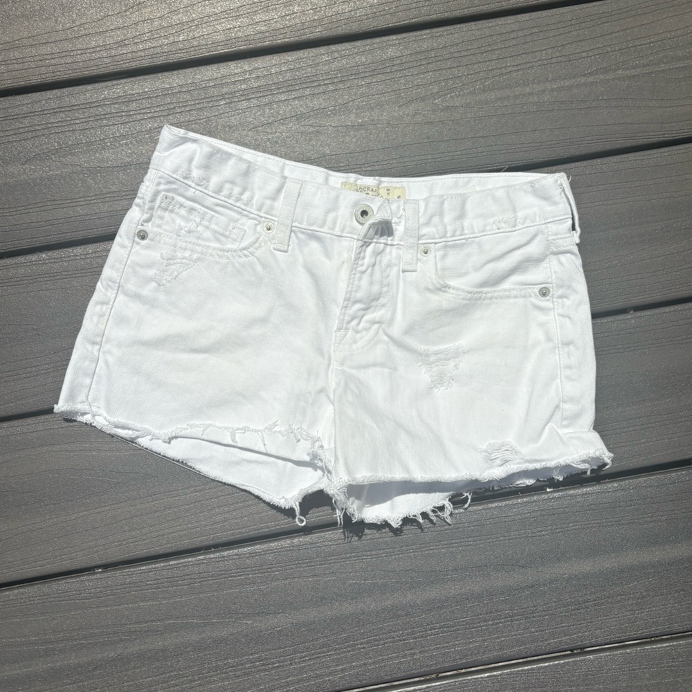 Lucky Brand White Jean Shorts with Distressed Hem